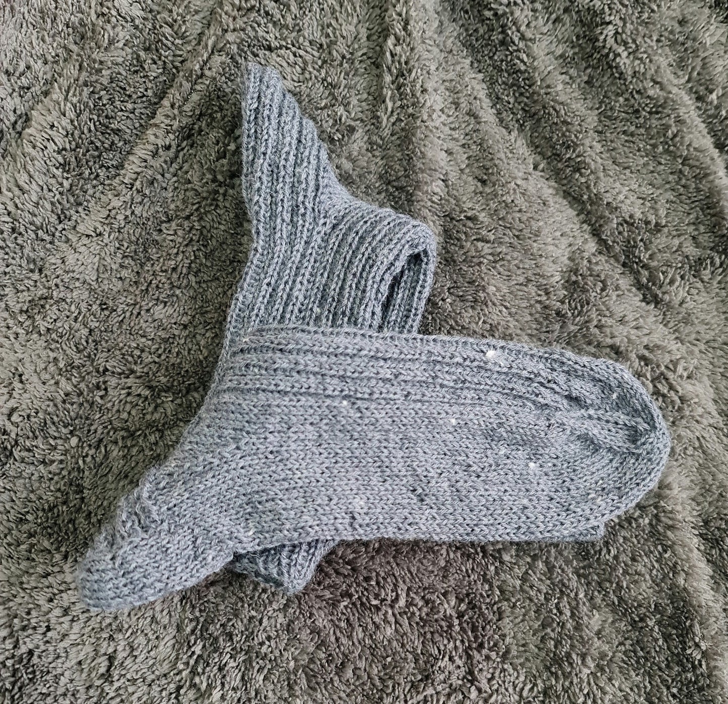 Gray ribbed unisex long socks