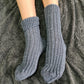 Gray ribbed unisex long socks