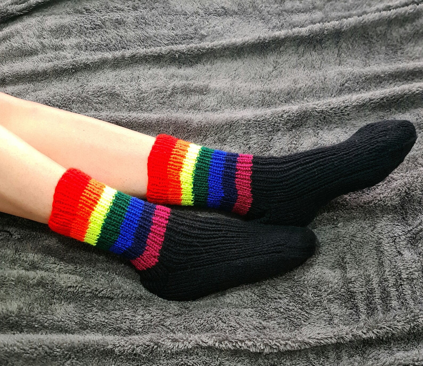 Rainbow crew socks, Socks with colorful stripes