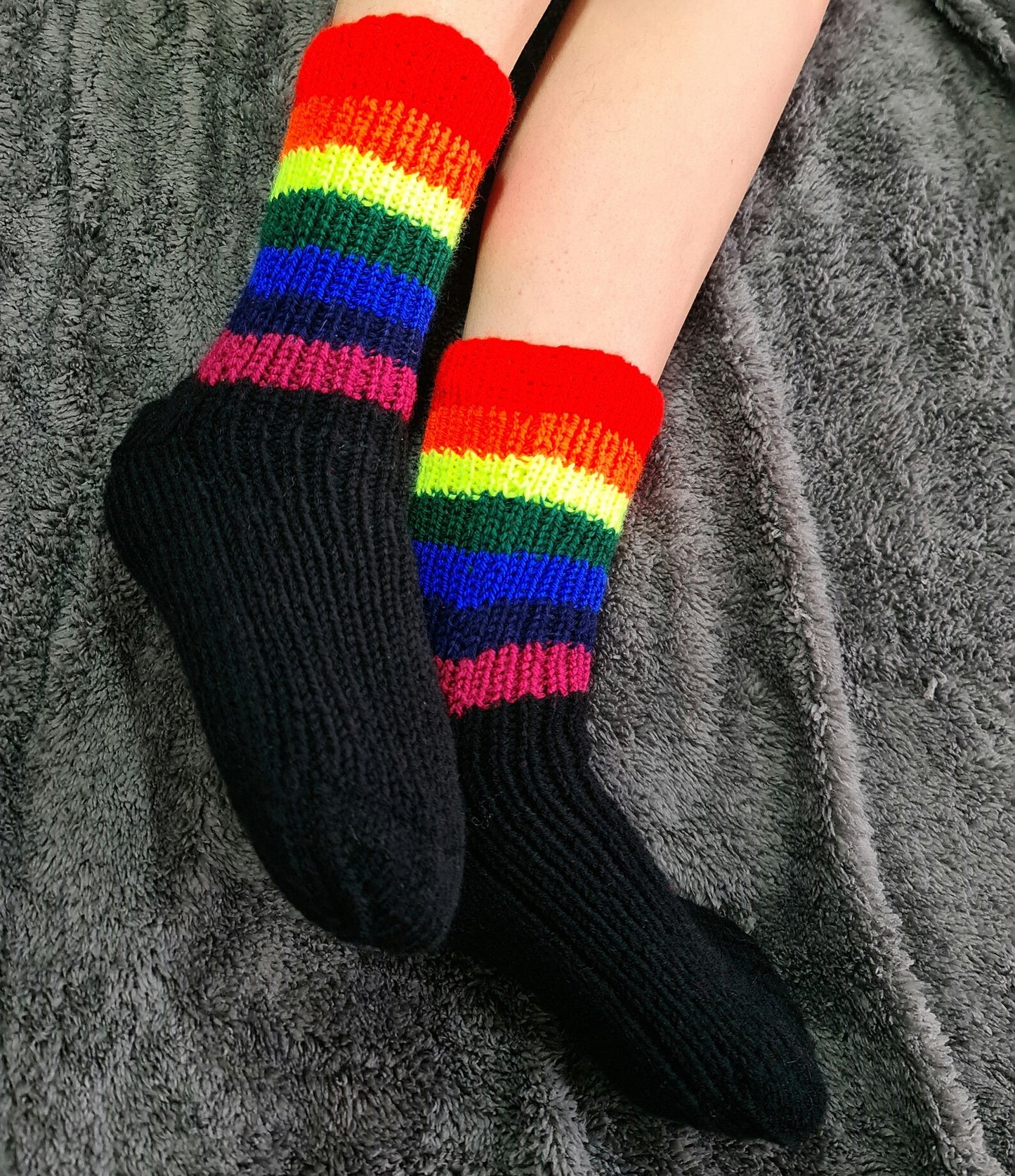 Rainbow crew socks, Socks with colorful stripes