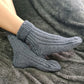Gray ribbed unisex long socks