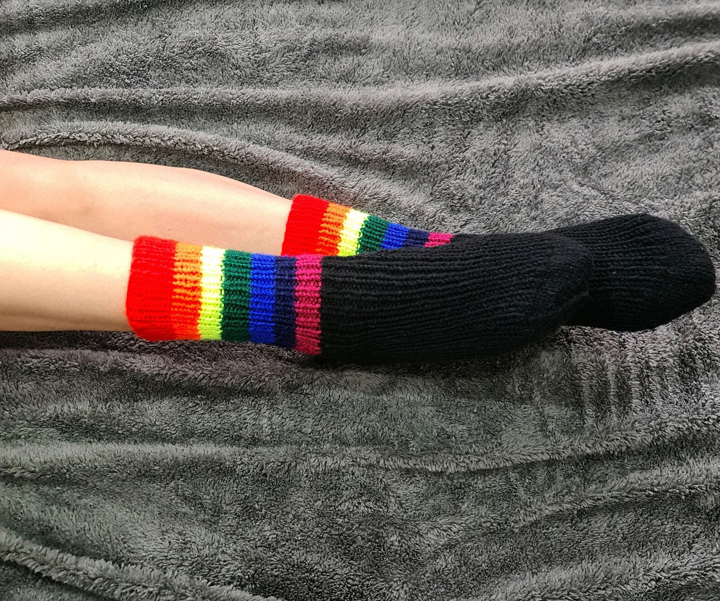 Rainbow crew socks, Socks with colorful stripes