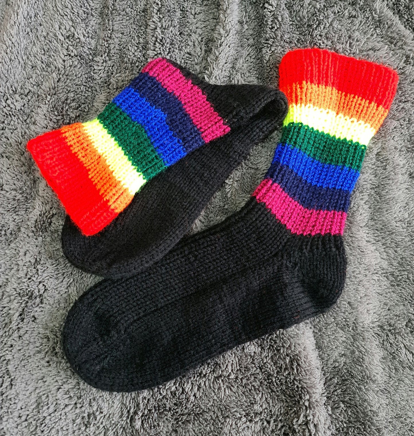 Rainbow crew socks, Socks with colorful stripes