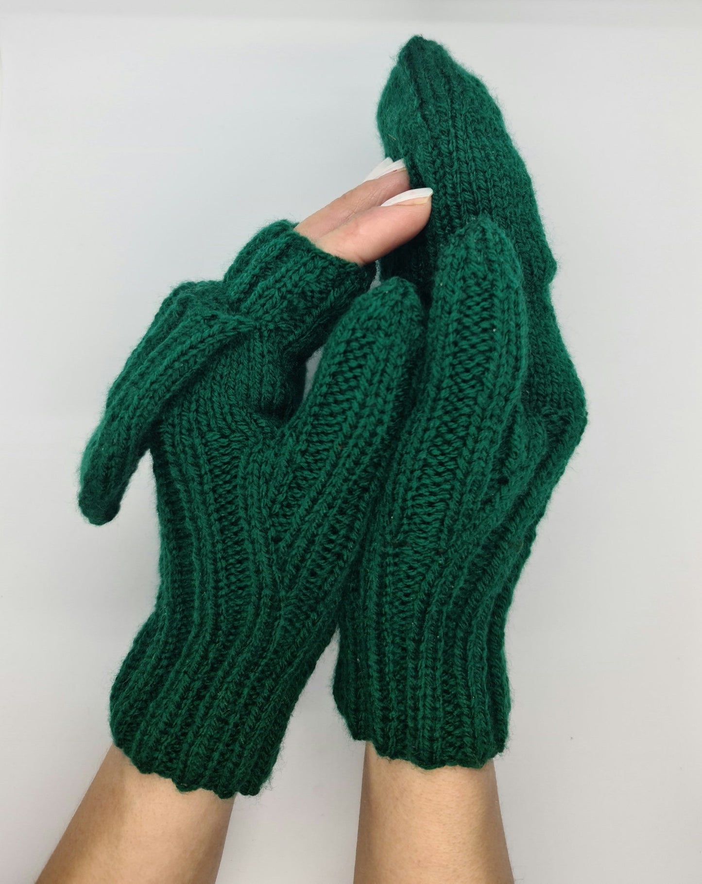 Green convertible mittens