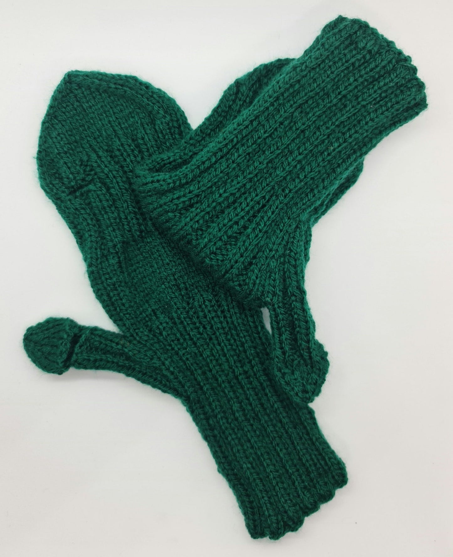 Green gloves with finger holes