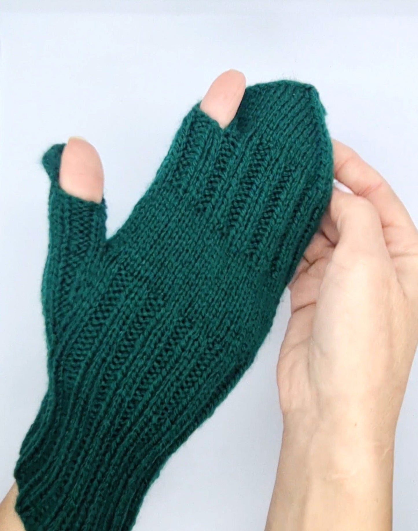 Green gloves with finger holes