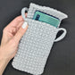 Gray crochet crossbody bag, Macrame textured handbag, Shoulder smartphone mini bag