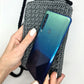 Gray mobile phone pouch, Cute crochet crossbody bag, Macrame textured handbag