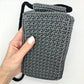 Gray mobile phone pouch, Cute crochet crossbody bag, Macrame textured handbag