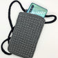 Gray mobile phone pouch, Cute crochet crossbody bag, Macrame textured handbag