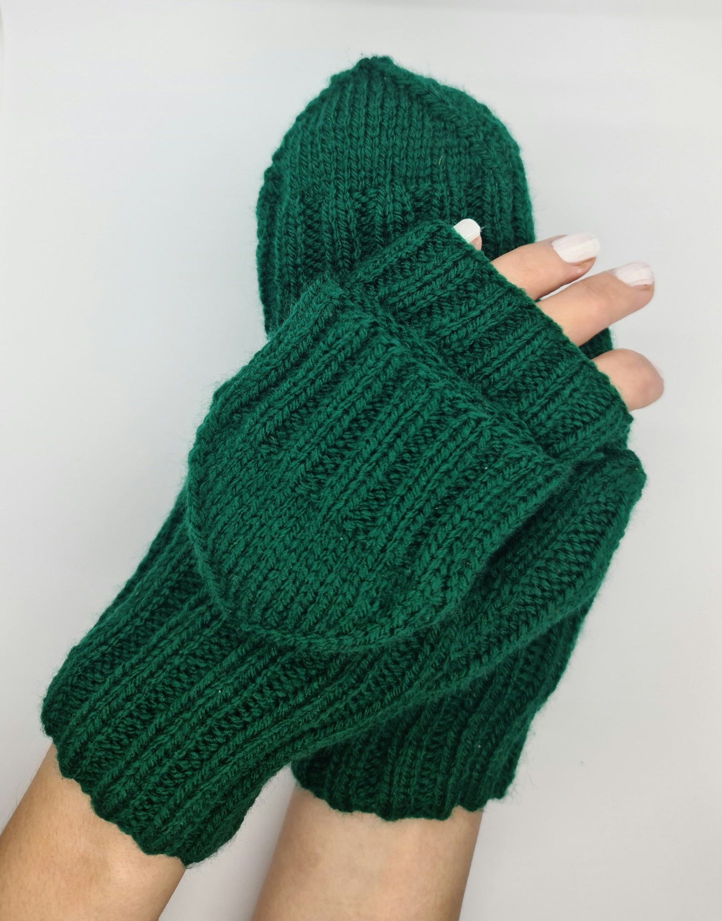 Green convertible mittens