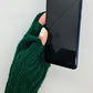 Green gloves with finger holes