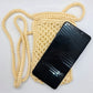 Crossbody mobile phone mini-bag, Crochet macrame purse, Vegan strappy phone case