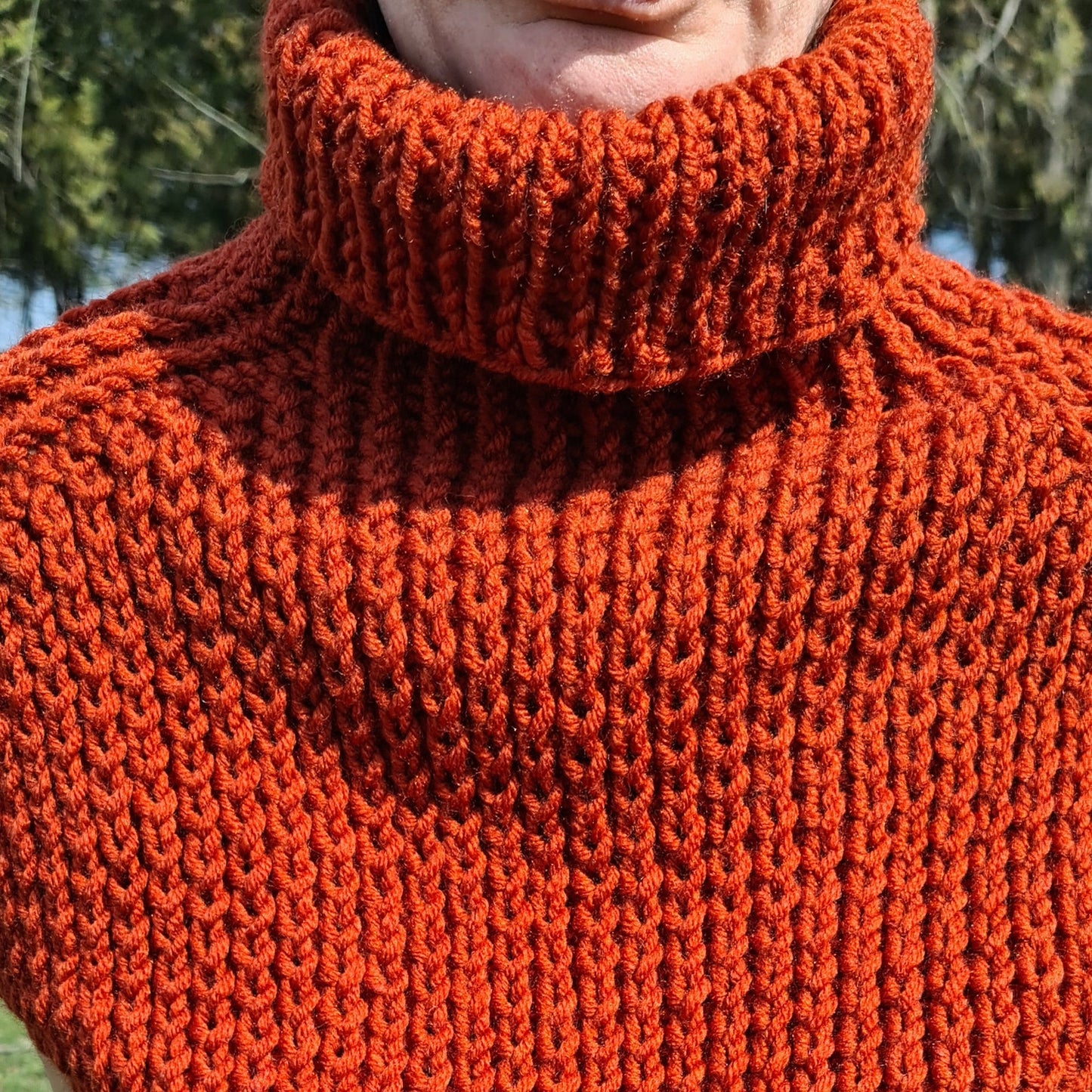 Orange cable-knit turtleneck sweater vest, Smart casual vest for woman