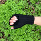 Black stretchy fingerless gloves
