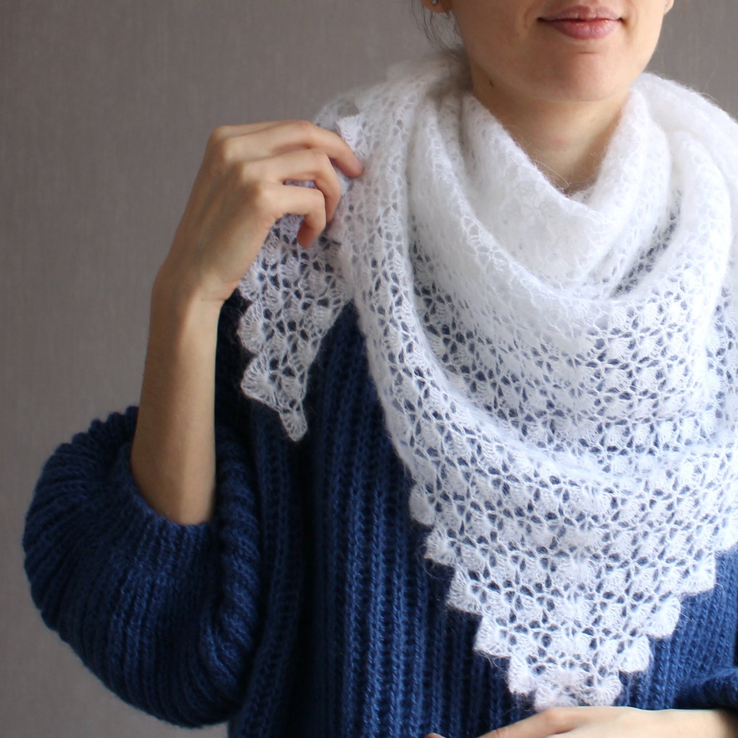 White wedding veil, Gossamer lace crochet wrap, Crocheted cobweb