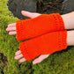Orange Stretchy Fingerless Gloves, Dog walking mittens