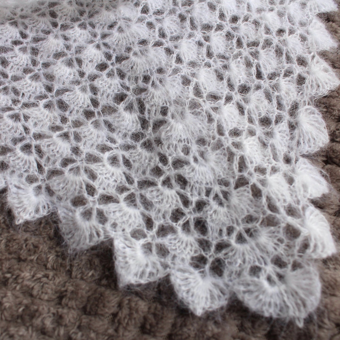 White wedding veil, Gossamer lace crochet wrap, Crocheted cobweb