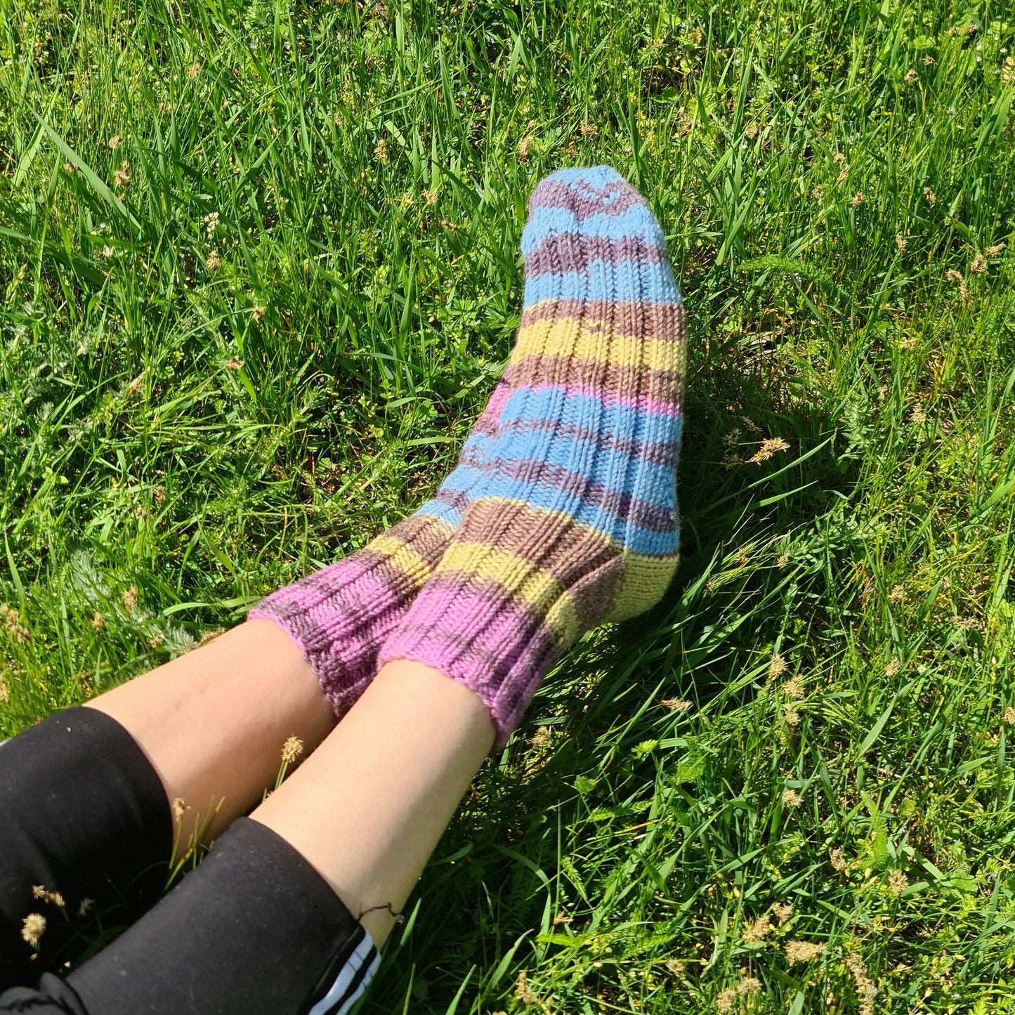 Mismatched rainbow socks, Wool-blend striped socks