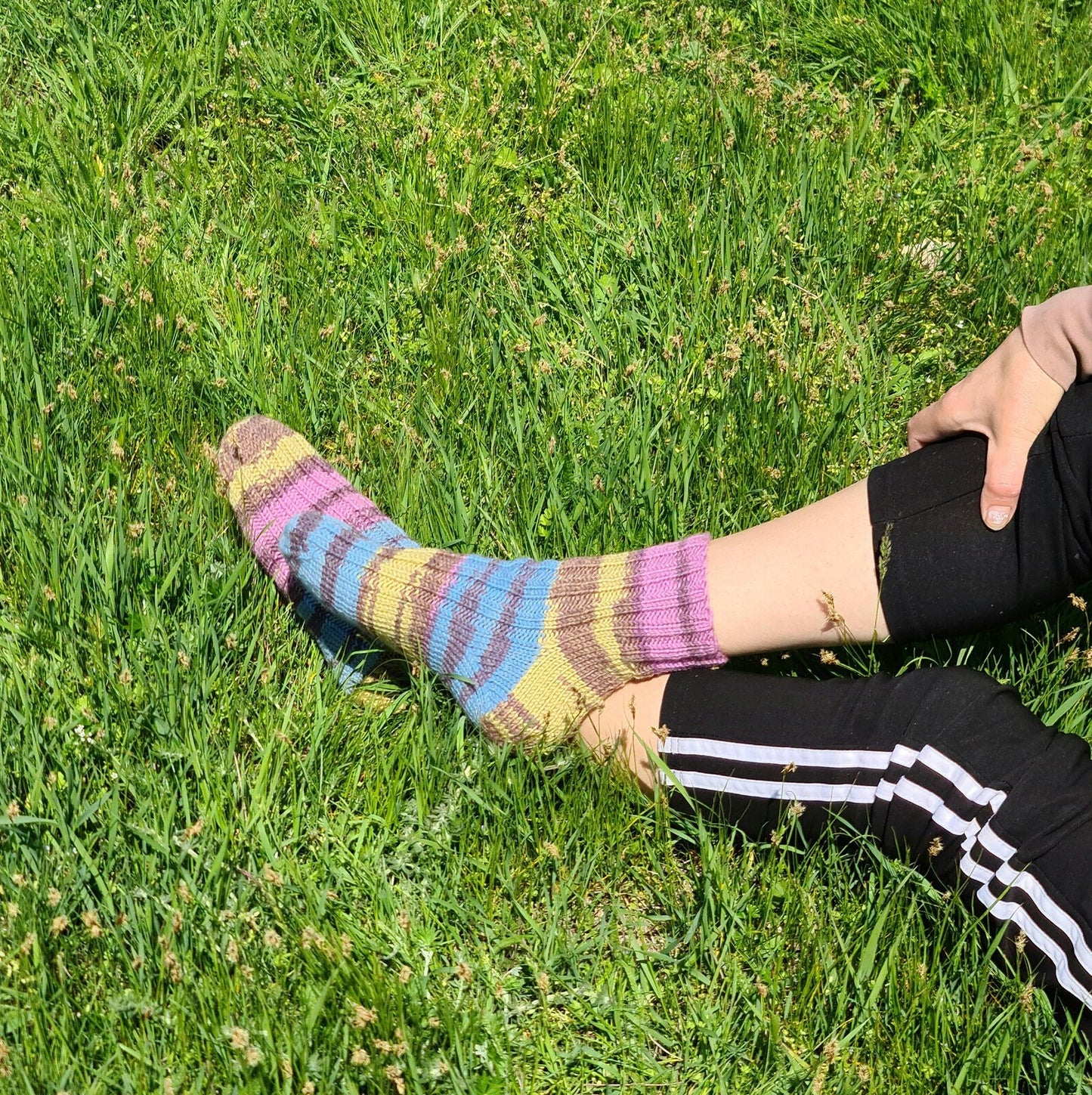 Mismatched rainbow socks, Wool-blend striped socks