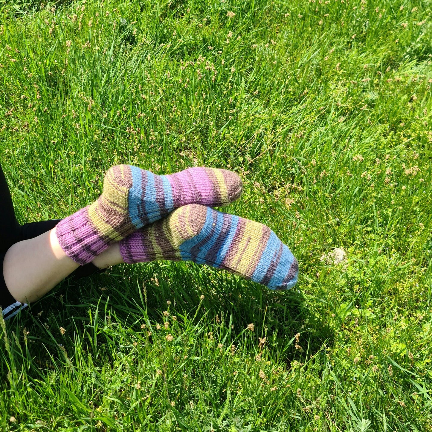 Mismatched rainbow socks, Wool-blend striped socks