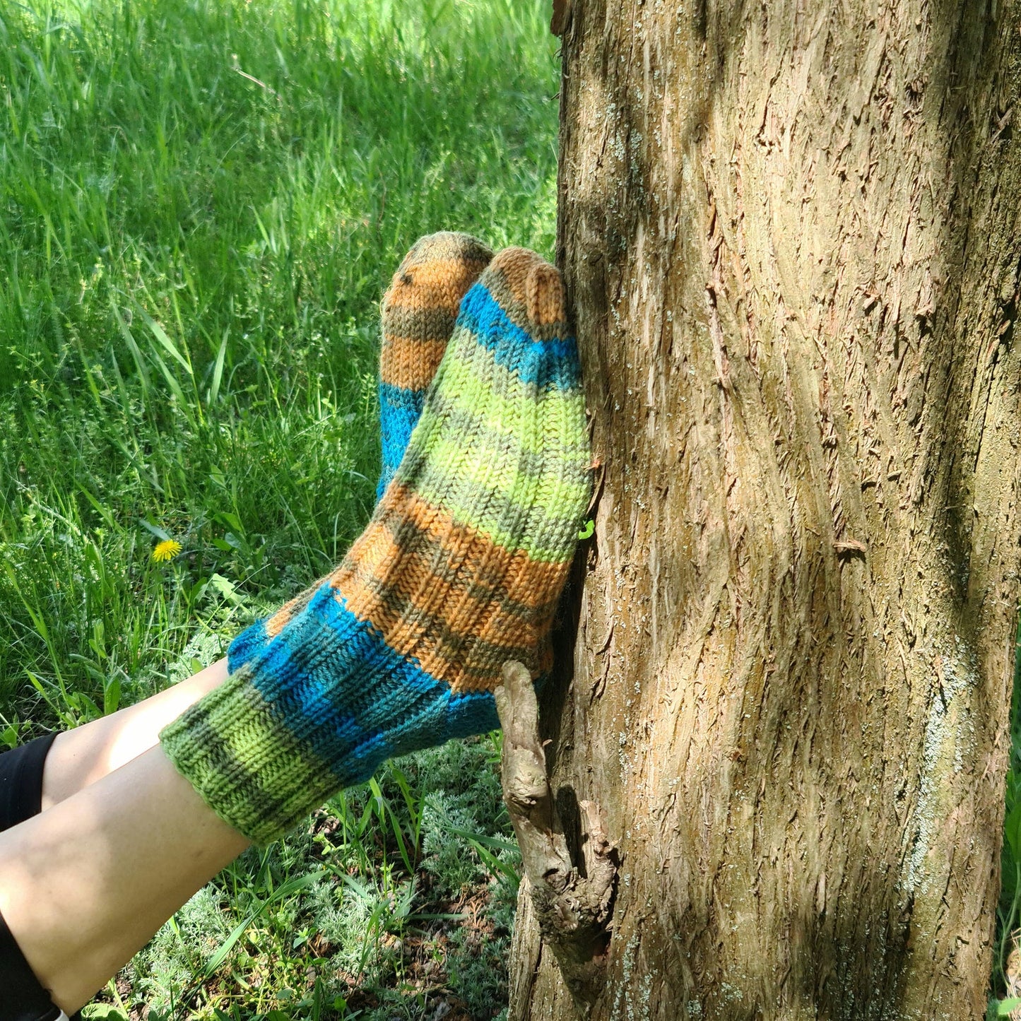 Colorful handmade wool socks, Warm striped ankle socks