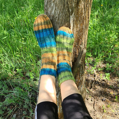 Colorful handmade wool socks, Warm striped ankle socks