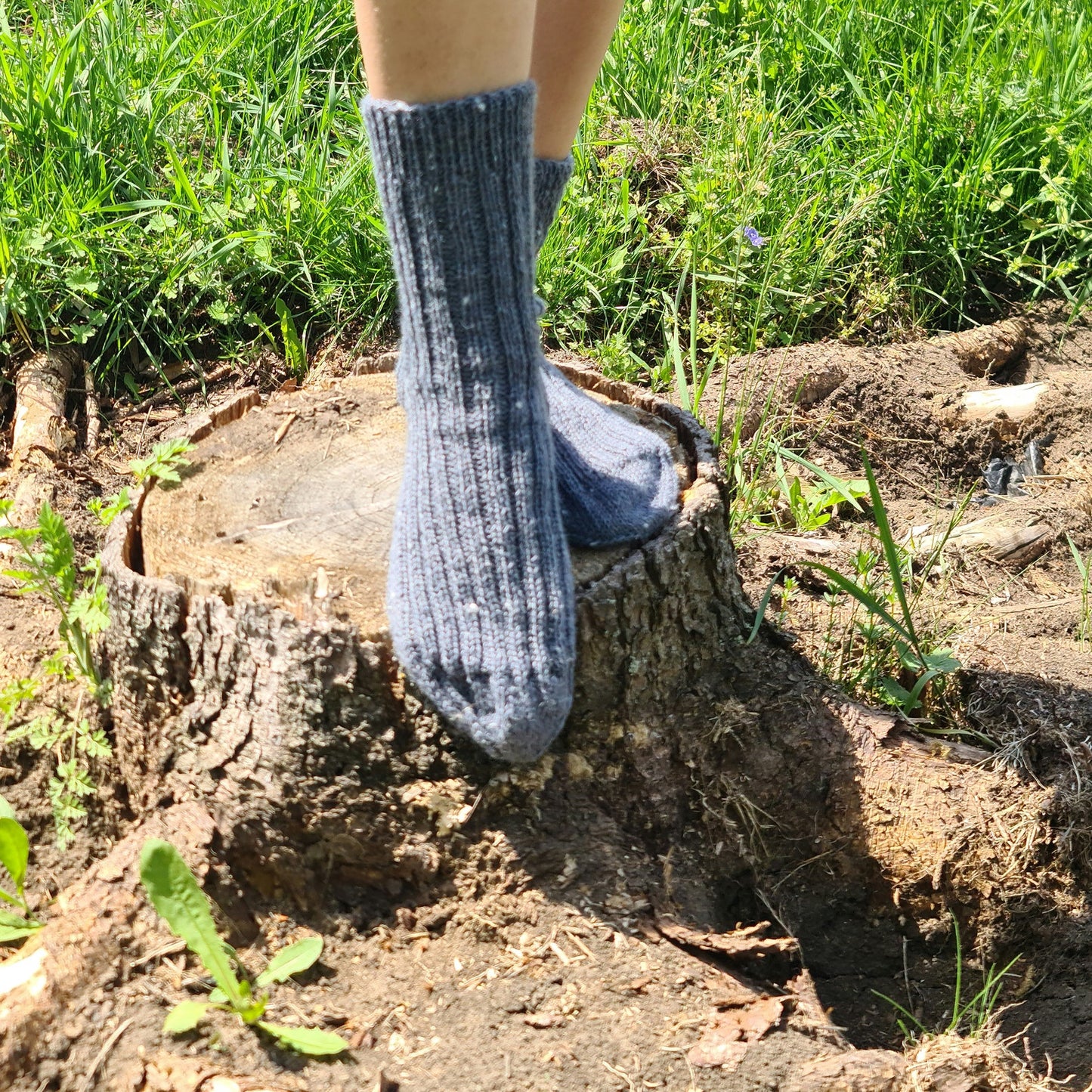 Plain blue ribbed socks