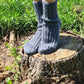 Plain blue ribbed socks