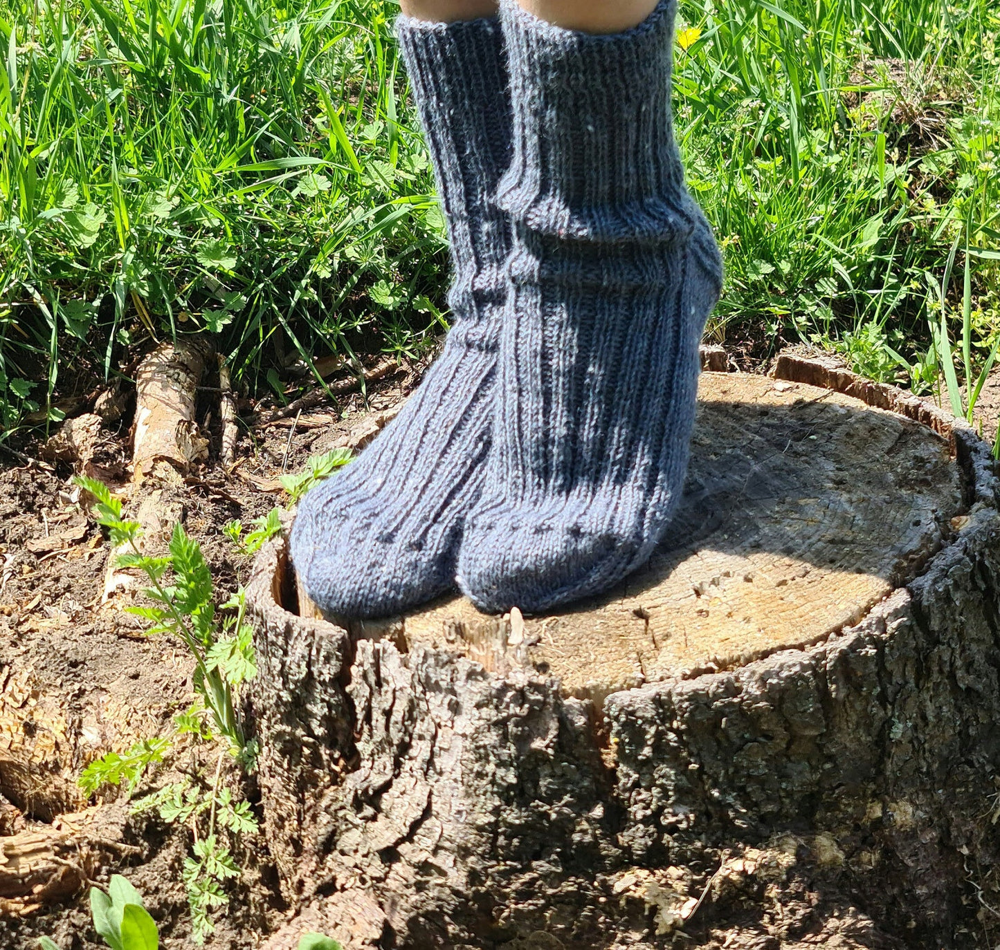 Plain blue ribbed socks