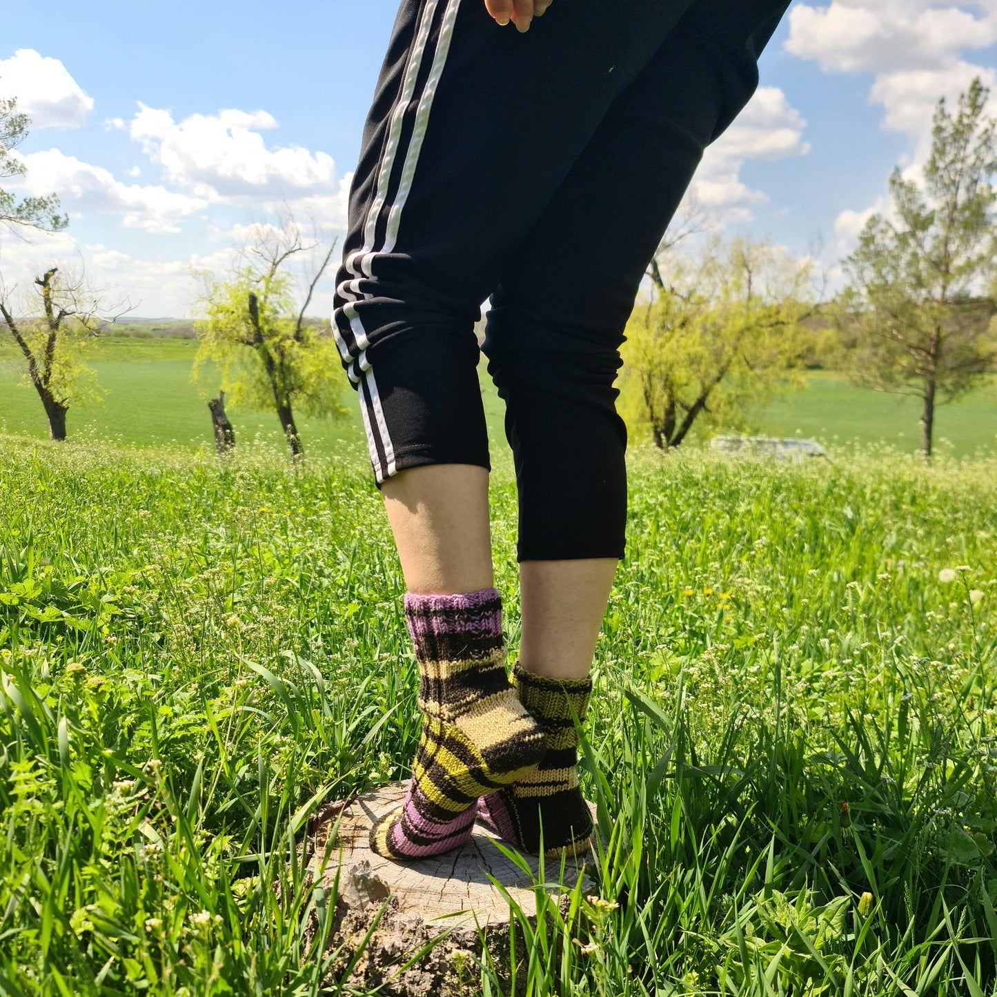 Warm wool socks, Mismatched ankle socks