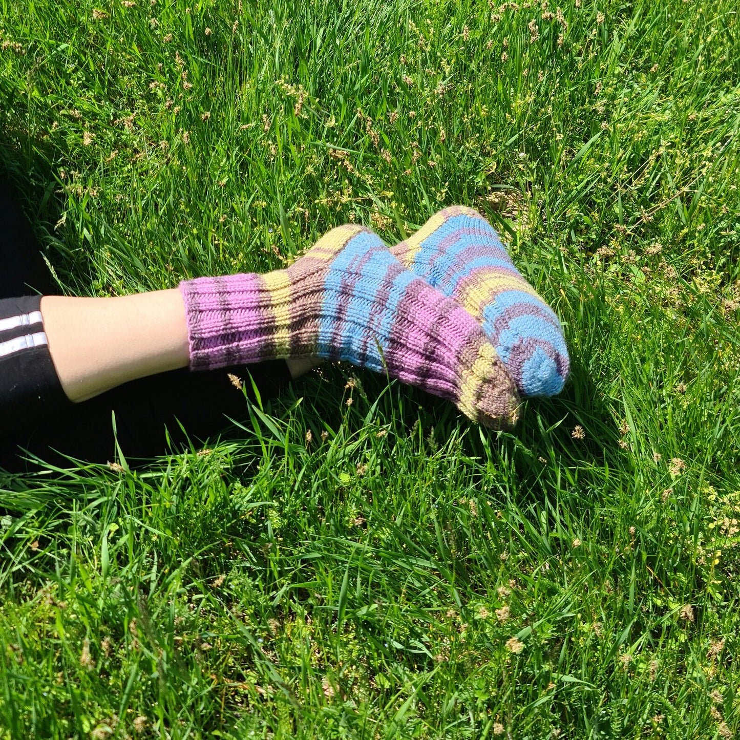 Mismatched rainbow socks, Wool-blend striped socks