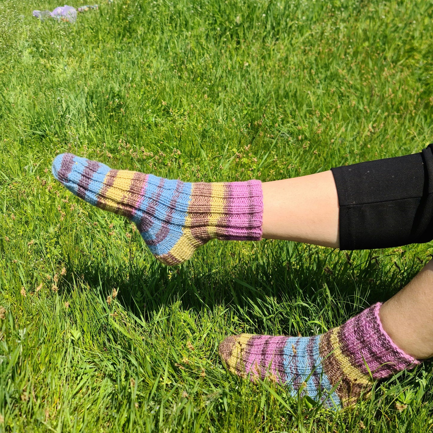 Mismatched rainbow socks, Wool-blend striped socks