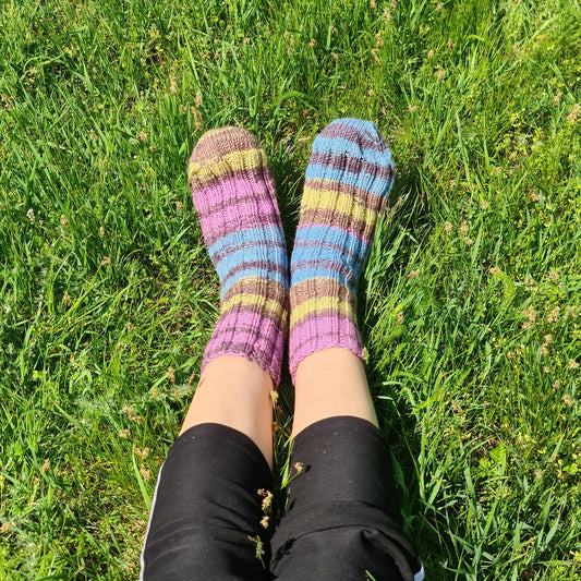 Mismatched rainbow socks, Wool-blend striped socks