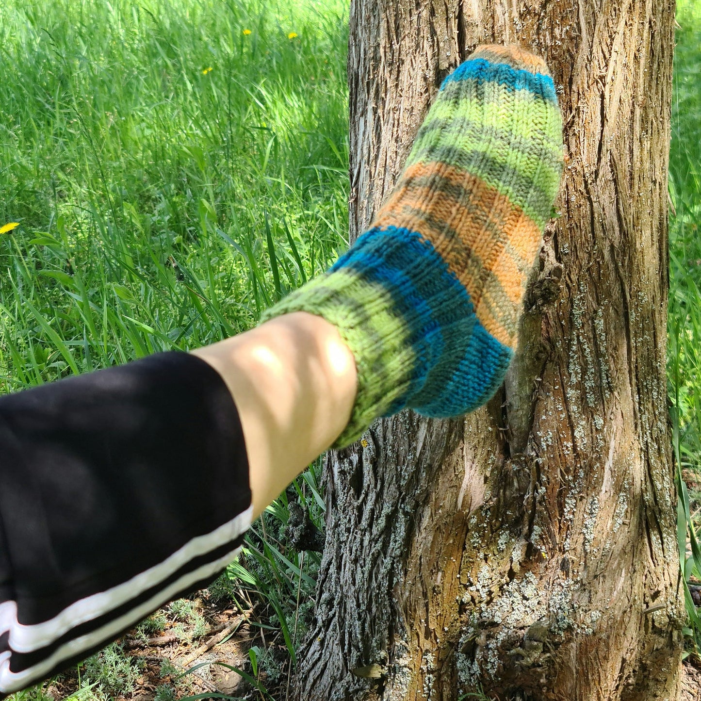 Colorful handmade wool socks, Warm striped ankle socks