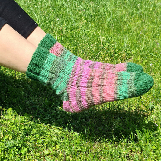 Mismatched Wool Striped Socks