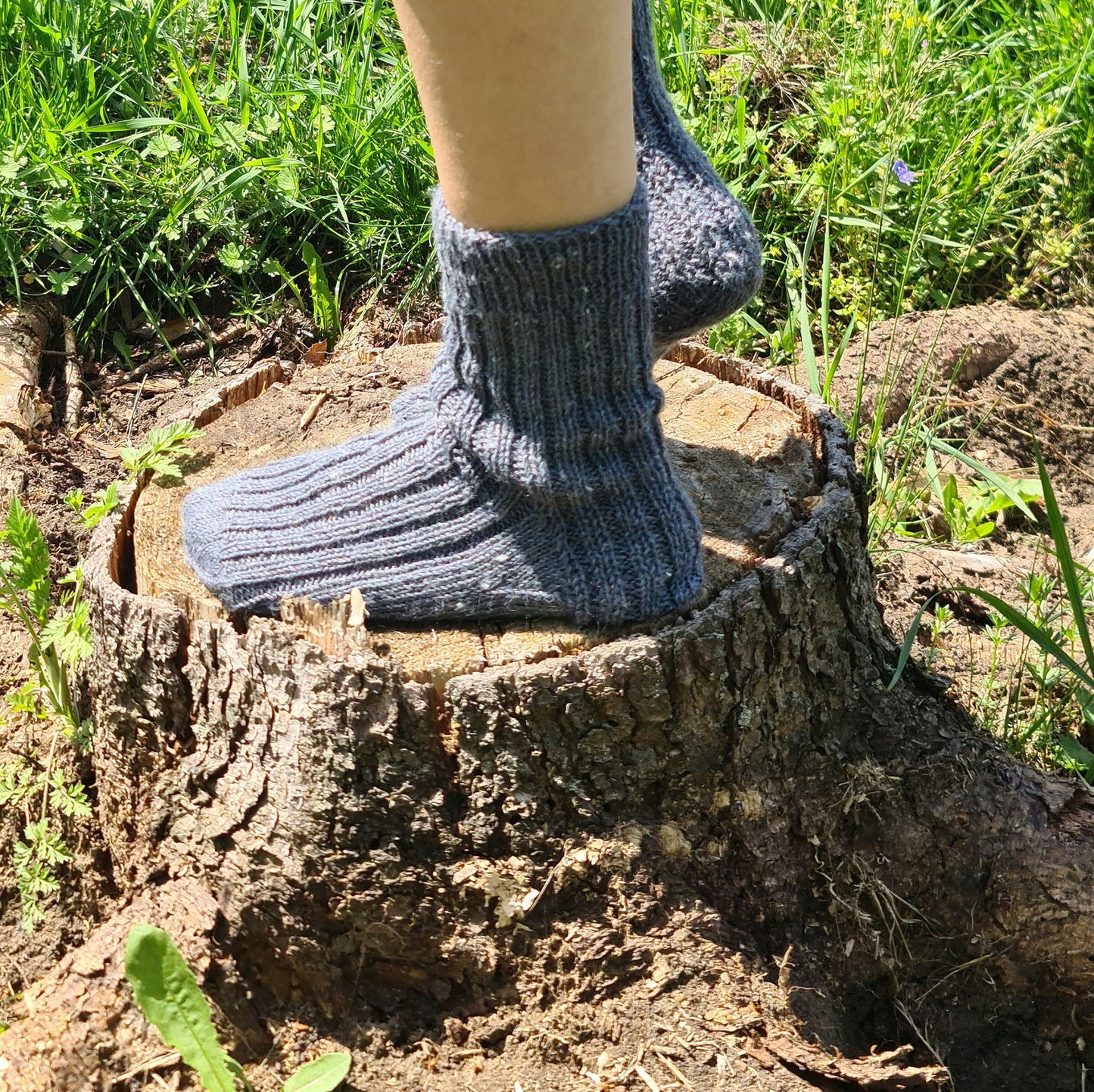 Plain blue ribbed socks