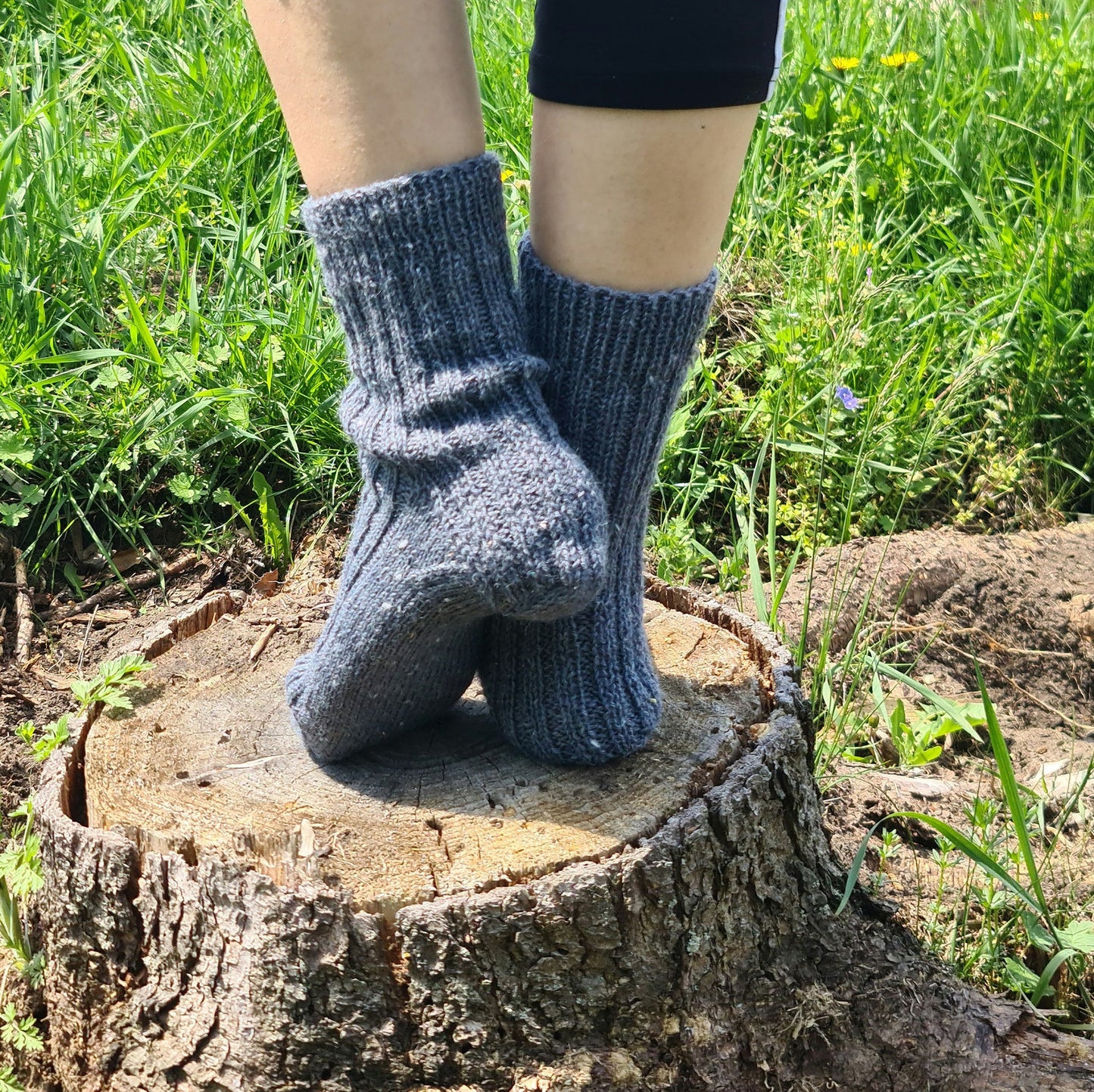 Plain blue ribbed socks