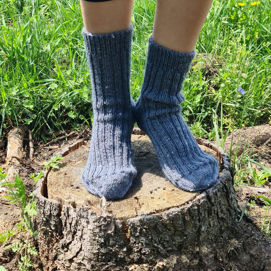 Plain blue ribbed socks