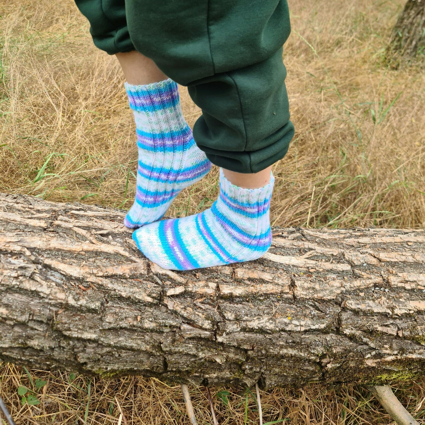 Multicolor striped pure acrylic socks