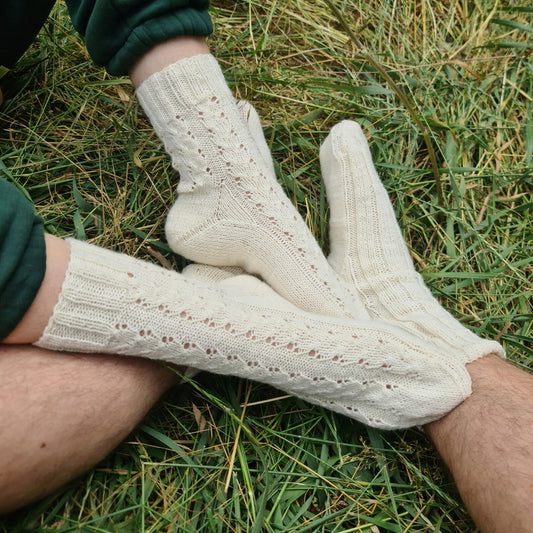 Family Matching Sock Set, White knitted winter socks