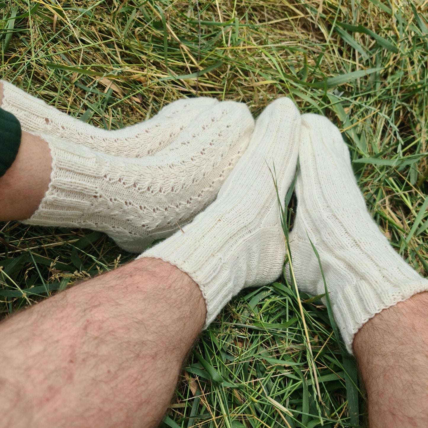 Family Matching Sock Set, White knitted winter socks