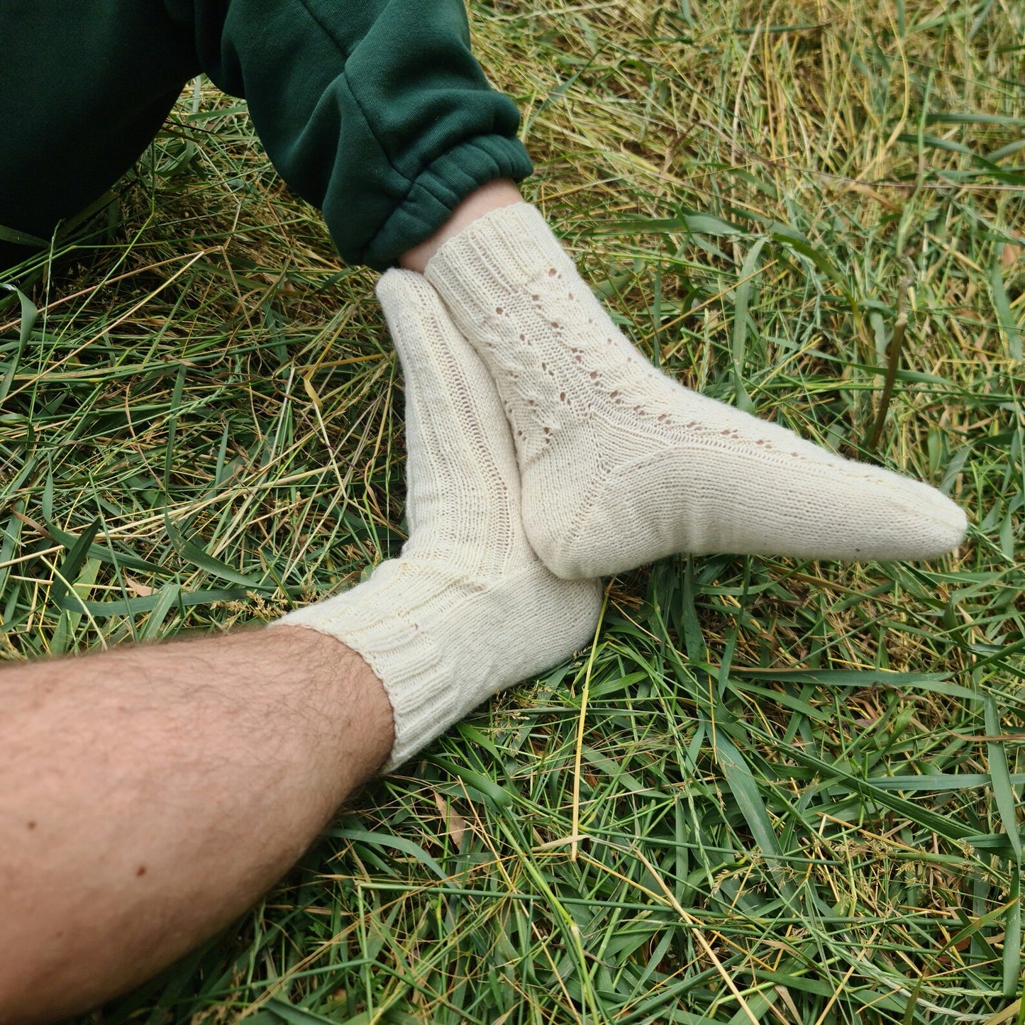 Family Matching Sock Set, White knitted winter socks