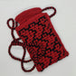 Shoulder smartphone mini bag, Red bag with pixel hearts