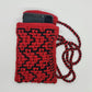 Shoulder smartphone mini bag, Red bag with pixel hearts
