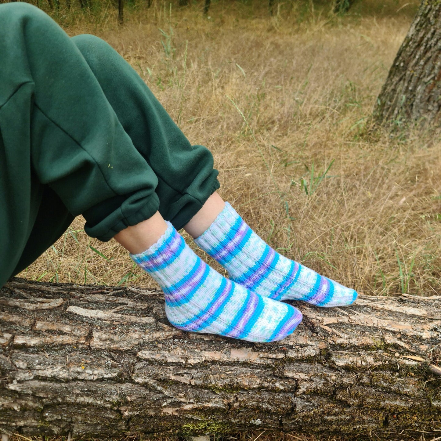 Multicolor striped pure acrylic socks