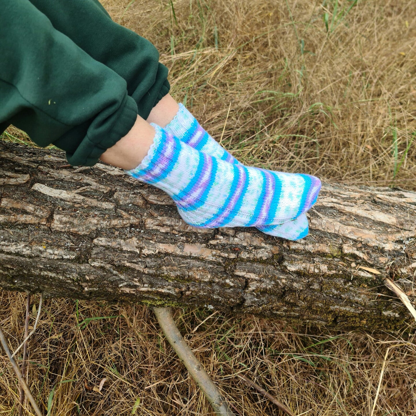 Multicolor striped pure acrylic socks