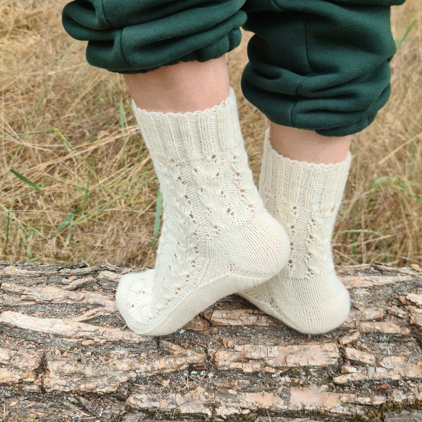 Family Matching Sock Set, White knitted winter socks