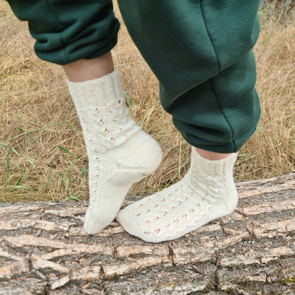 Family Matching Sock Set, White knitted winter socks