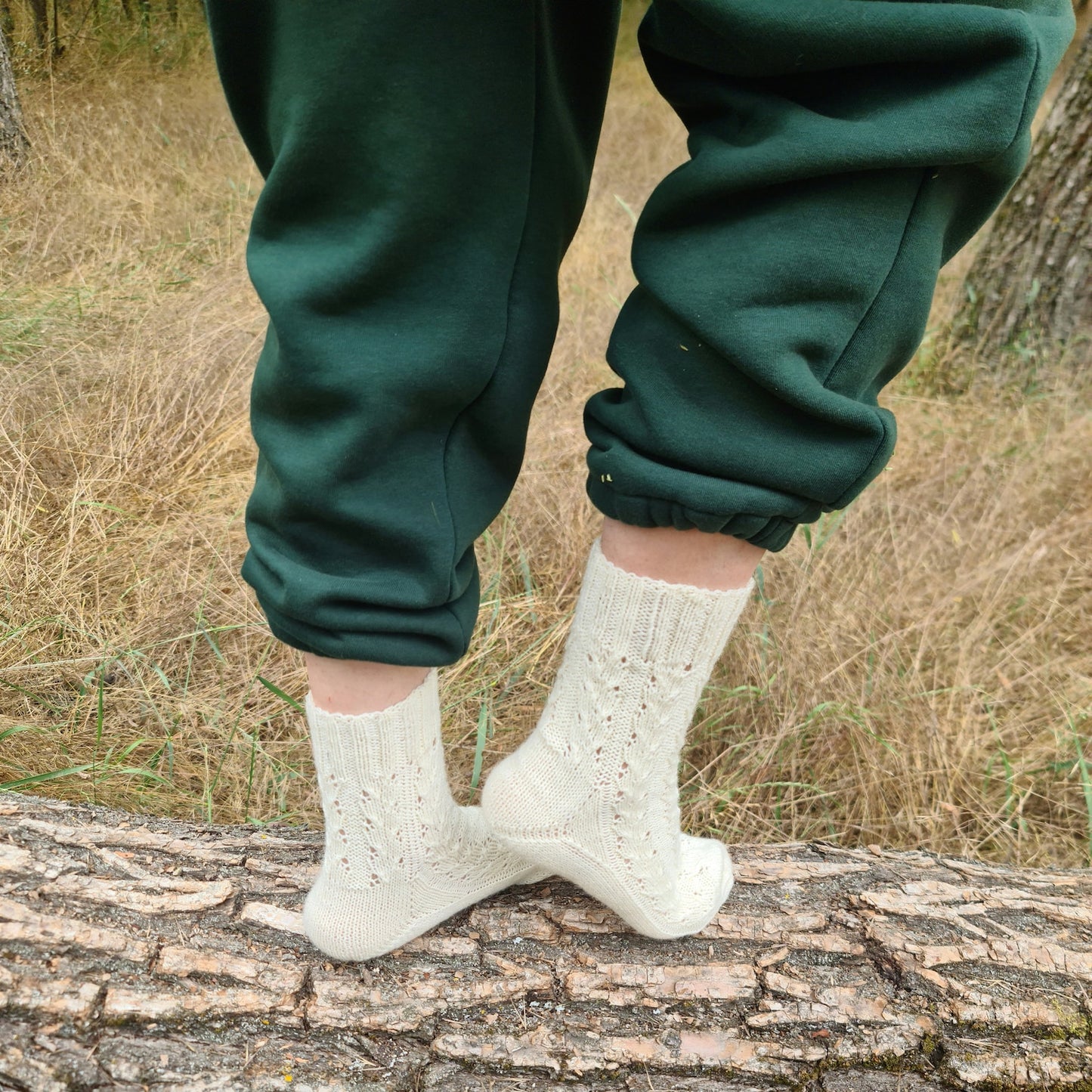 Family Matching Sock Set, White knitted winter socks